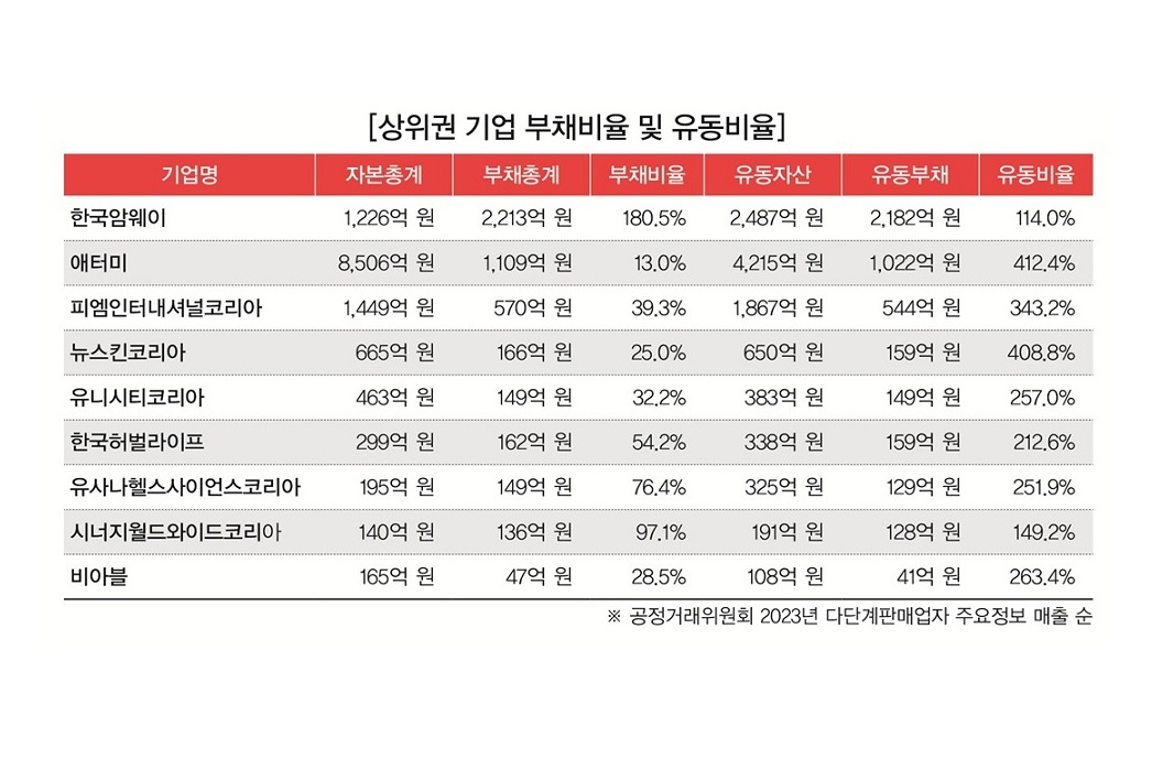 상위권 기업, 탄탄한 재무건전성 입증